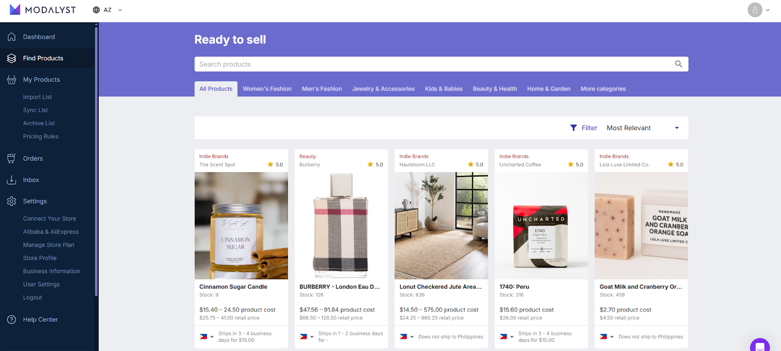 modalyst-dashboard-dropshipping-clothes-supplier modalyst dashboard dropshipping clothes supplier