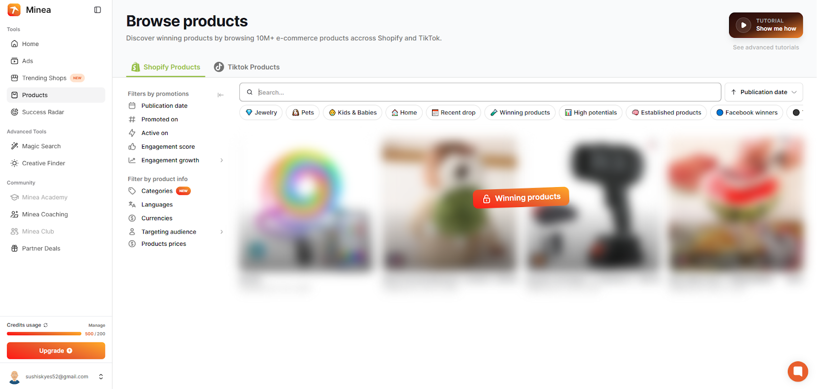 minea-filters-dashboard-winning-products minea filters dashboard winning products